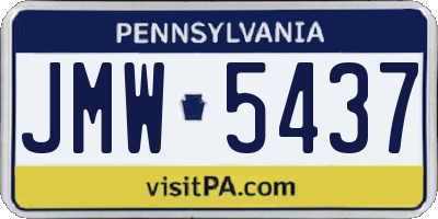 PA license plate JMW5437
