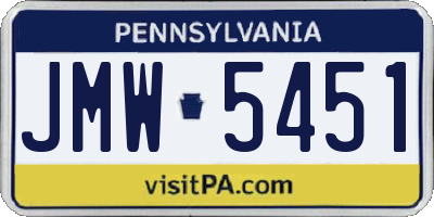 PA license plate JMW5451