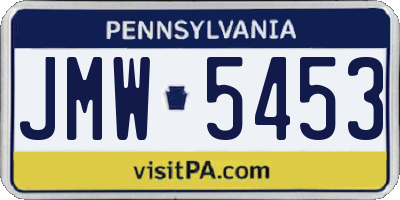 PA license plate JMW5453