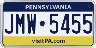 PA license plate JMW5455