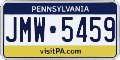 PA license plate JMW5459