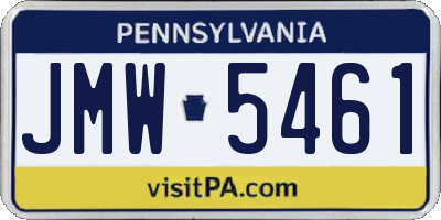 PA license plate JMW5461