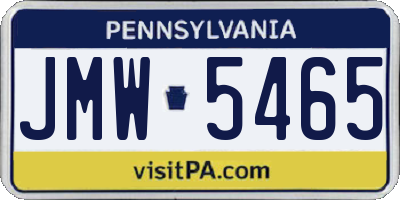 PA license plate JMW5465
