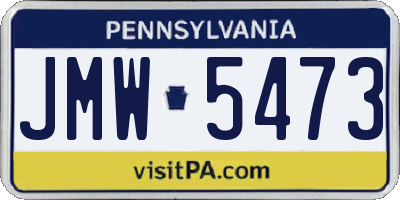PA license plate JMW5473