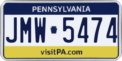 PA license plate JMW5474