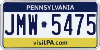 PA license plate JMW5475