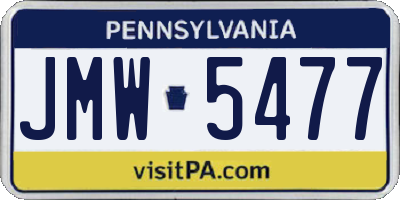 PA license plate JMW5477