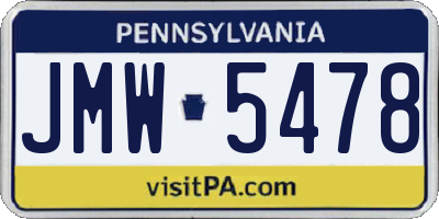 PA license plate JMW5478