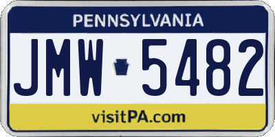 PA license plate JMW5482