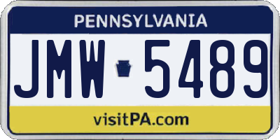 PA license plate JMW5489