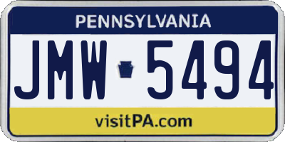 PA license plate JMW5494