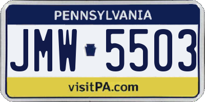 PA license plate JMW5503