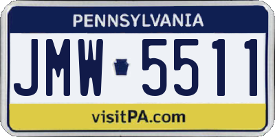 PA license plate JMW5511