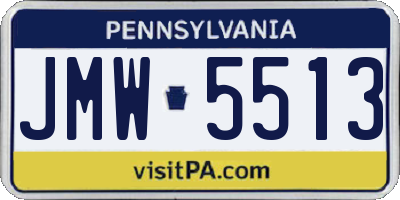 PA license plate JMW5513
