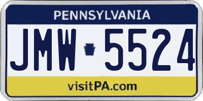 PA license plate JMW5524
