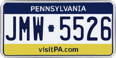 PA license plate JMW5526