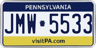 PA license plate JMW5533