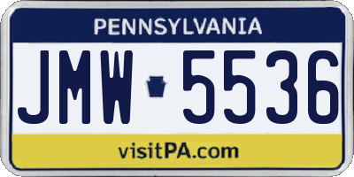 PA license plate JMW5536
