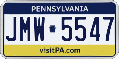 PA license plate JMW5547
