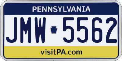 PA license plate JMW5562
