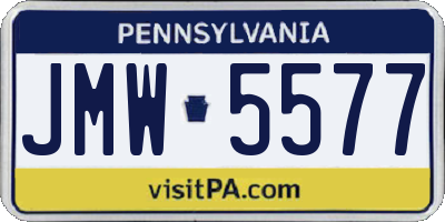 PA license plate JMW5577