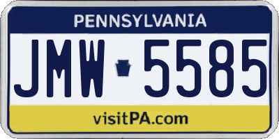 PA license plate JMW5585