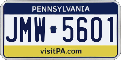 PA license plate JMW5601