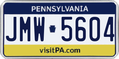 PA license plate JMW5604