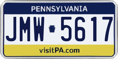 PA license plate JMW5617