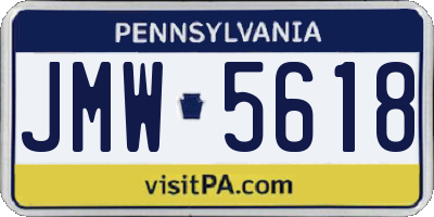 PA license plate JMW5618