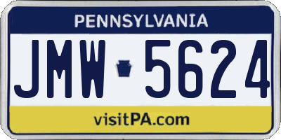 PA license plate JMW5624