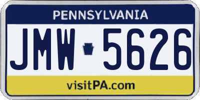 PA license plate JMW5626