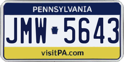 PA license plate JMW5643