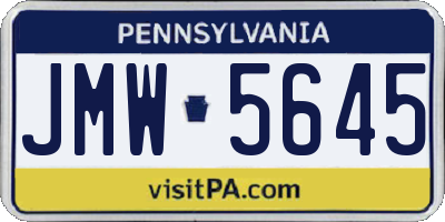 PA license plate JMW5645