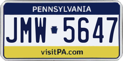 PA license plate JMW5647