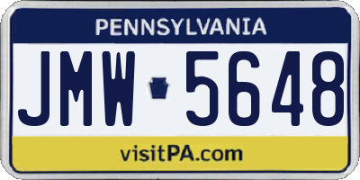 PA license plate JMW5648
