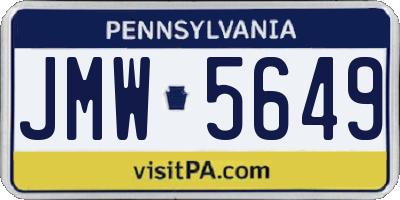 PA license plate JMW5649