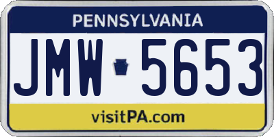 PA license plate JMW5653