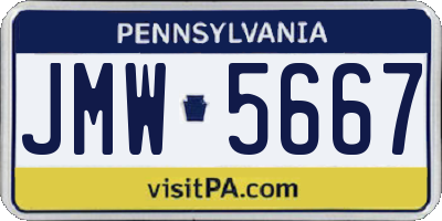 PA license plate JMW5667