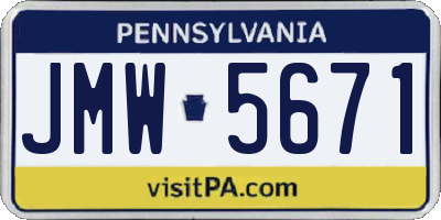 PA license plate JMW5671