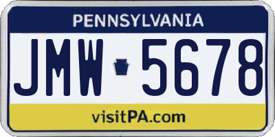 PA license plate JMW5678