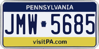 PA license plate JMW5685