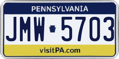PA license plate JMW5703