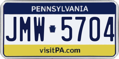 PA license plate JMW5704