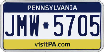 PA license plate JMW5705