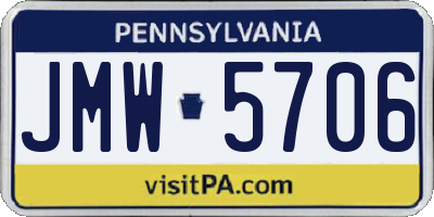 PA license plate JMW5706
