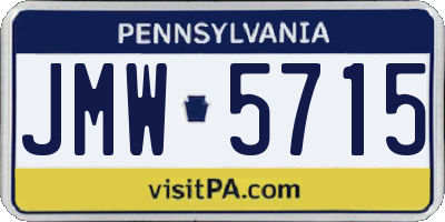 PA license plate JMW5715