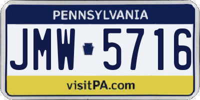 PA license plate JMW5716