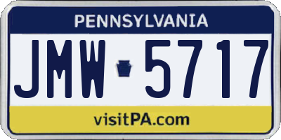 PA license plate JMW5717