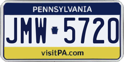 PA license plate JMW5720
